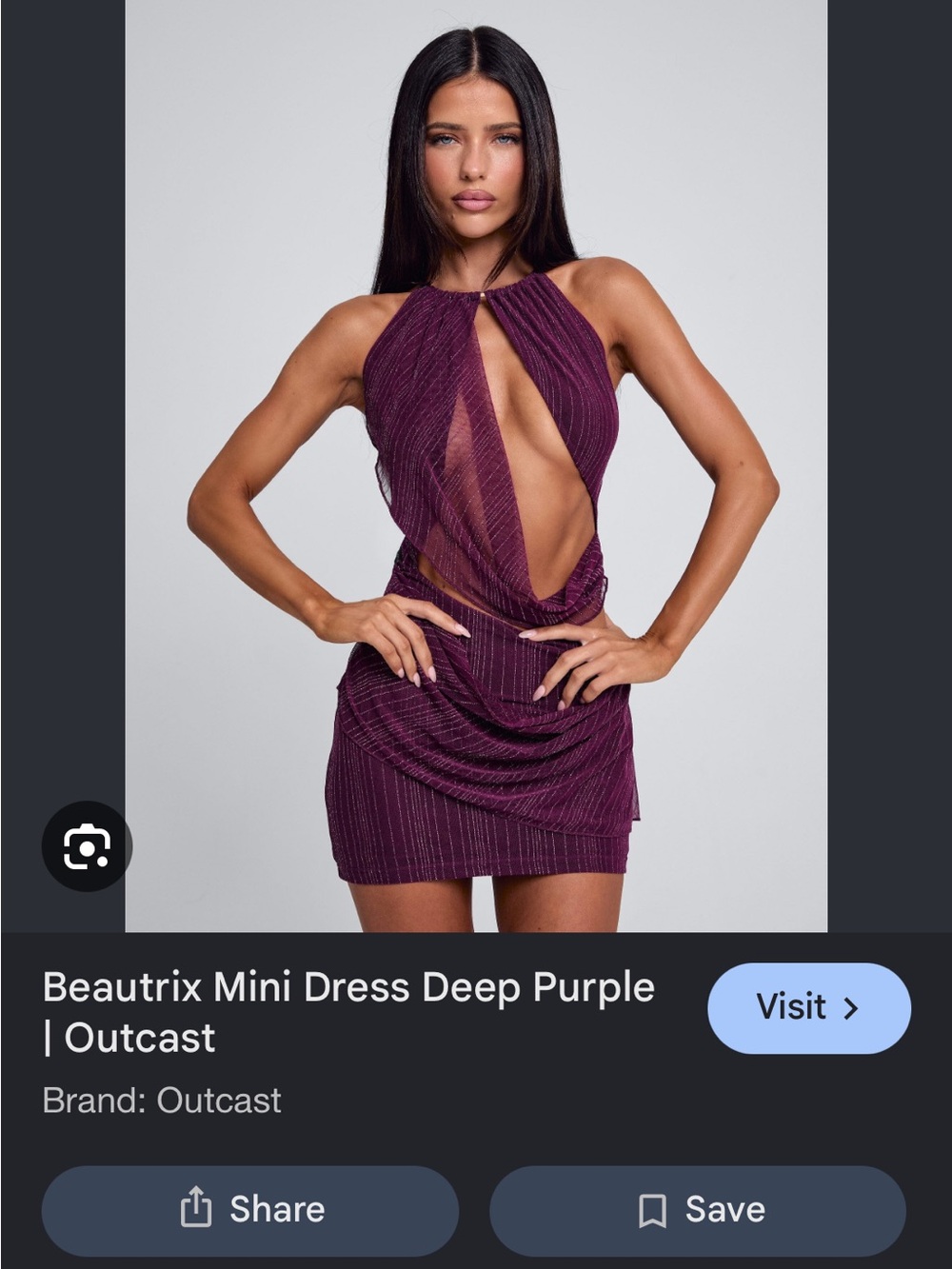 Outcast Deep Purple Halter Cutout Mini Dress